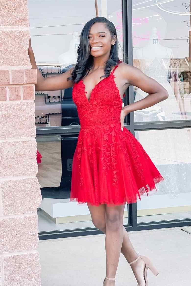 red homecoming dresses short